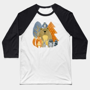 Cute Watercolor Wild Animals 3D Baseball T-Shirt